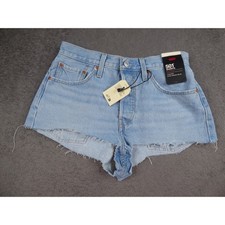 Levis 501 High Rise Light Wash Cutoff Denim Shorts Blue Size 27 NEW