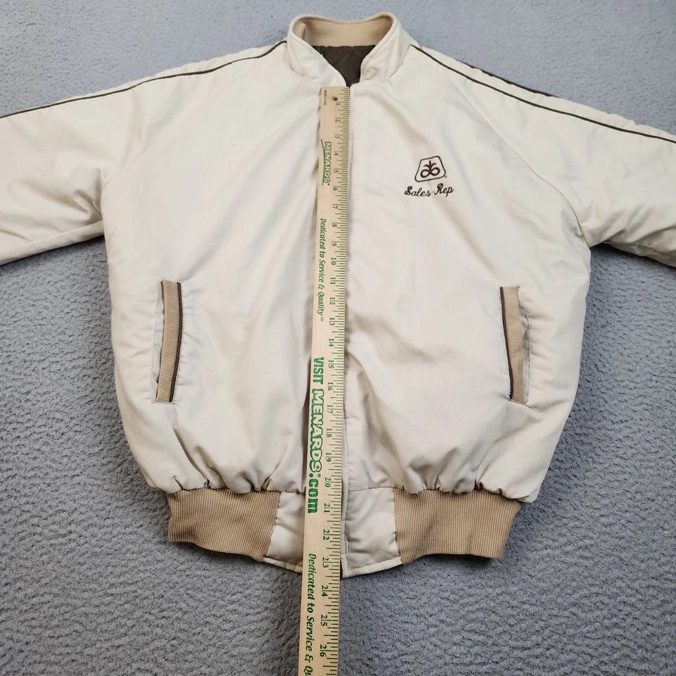 Chaqueta de bombardero acolchada de colección años 80 para hombre grande carreras cintura con bandas cremallera completa agricultura Foto 4 de 4