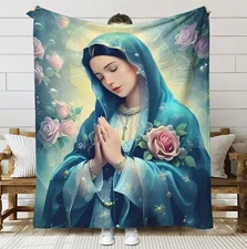 Virgin Mary & Religious Flannel Blanket - Throw Blanket Faith-Based Decor
