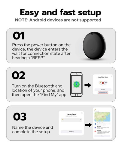 Mini Air Tags Smart Tracker Tags-4 Pack Work with Apple Find My (iOS ...