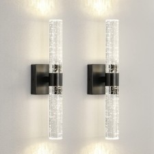 Black Modern LED Wall Sconce - 18 Inch Wall Sconces Set of Two 4000K Dimmable...
