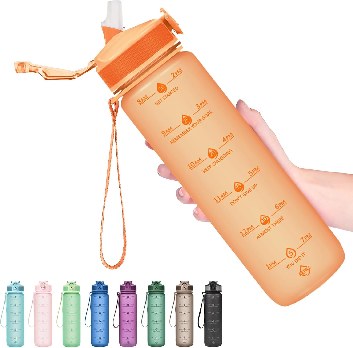 S With Straw - Stay Motivated And Hydrated With Convenient Time