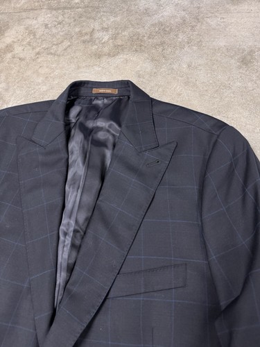 Peter Millar 2 Piece Suit Mens Sz 42/44 (read) Black Check Plaid Peak Lapel Wool - Picture 16 of 24