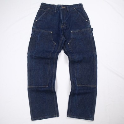 Vintage Carhartt B07 DNM Dark Blue Jeans Denim Double Knee Carpenter Pant 32x31