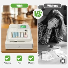 Usb Interface Lockable Electric Cash Register W/ 48 Keys 100-240v Money Handling