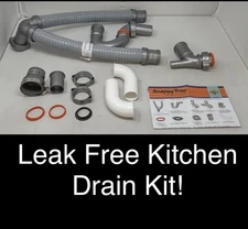  Drain Kit Double Bowl Kitchen Sink Pipe Fitting Plumbing Replacement 1 1/2 in