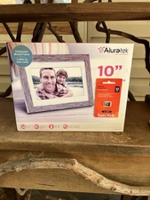 NIB ALURATEK DISTRESSED WOOD FRAME DIGITAL FRAME W/ 32 GB USB