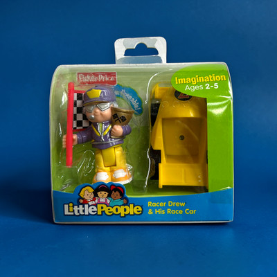 2008 Fisher Price Little People Racer Drew And His Race Car Poseable NEW