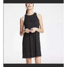 Ann Taylor Black Polka Dot Ruffle Shift Dress
