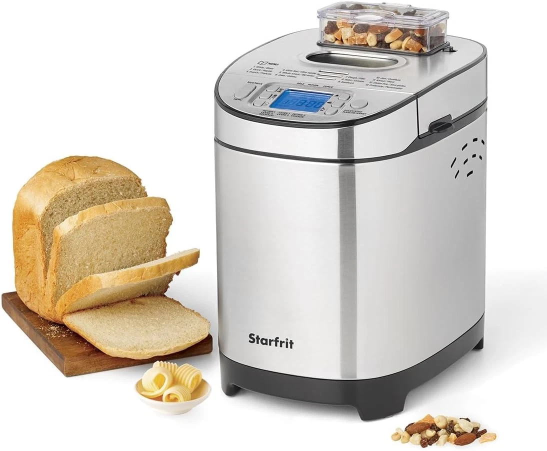 Electric Bread Maker 2lb Loafs Non-Stick Removable Pan Automatic Nut Dispenser