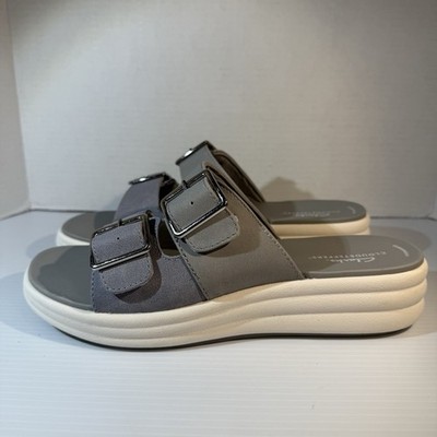 Clarks Cloudsteppers Drift Buckle Slide Wedge Sandals Lilac Combo, Women Size 10