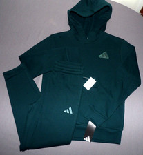 NEW ADIDAS Dark Green Hoodie  Sweatpants Set Fleece Boy's Youth Medium NWT 