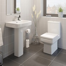 Close Coupled Toilet and Basin Sink Set Bathroom Modern Cloakroom Ceramic Suite