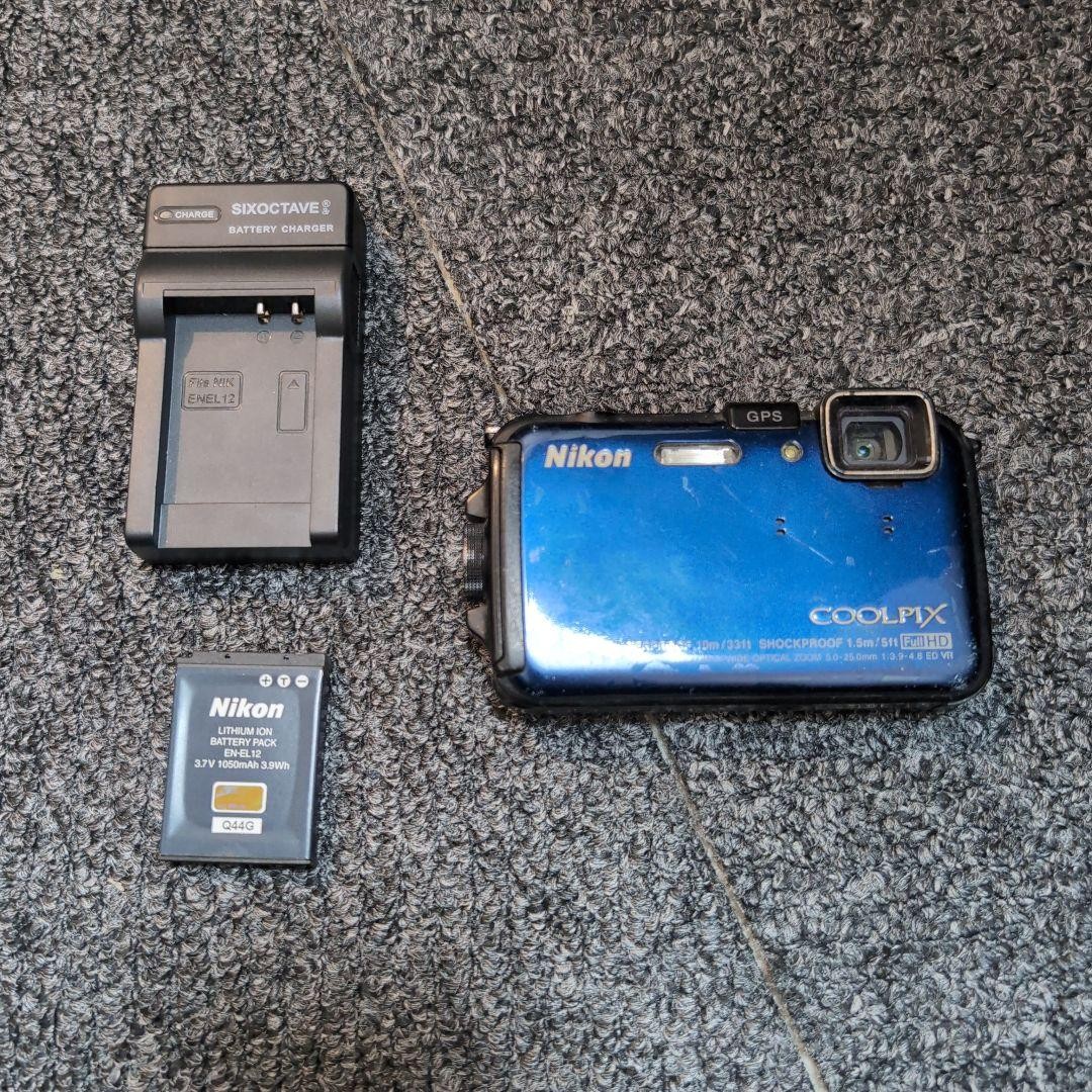 Nikon COOLPIX AW100 Blue Compact Digital Camera Tested Working