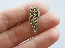 40 Angel wing charms antique silver tone AW15