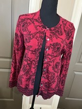 Karen Scott Womens S New Red Combo Button Front Cardigan Sweater NWT CW19