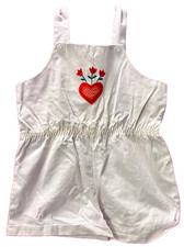 Vintage Samara White Heart Tulip Shortall/Romper 6X