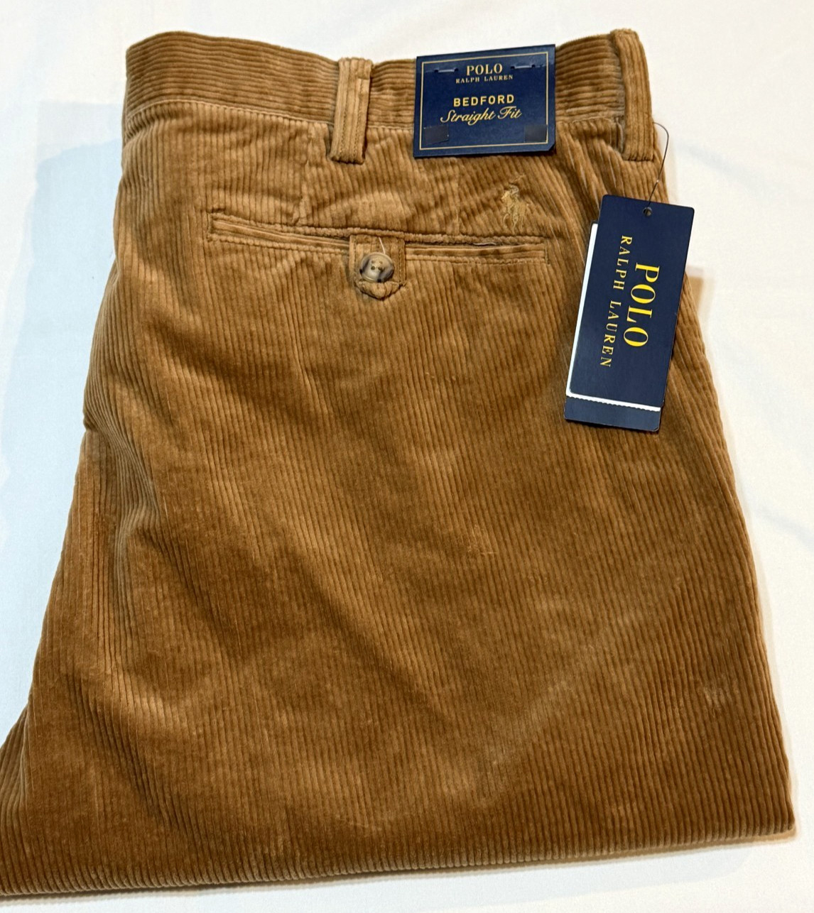 NWT-Polo Ralph Lauren Bedford Straight Fit Corduroy Pants-Men's 36X32-Brown