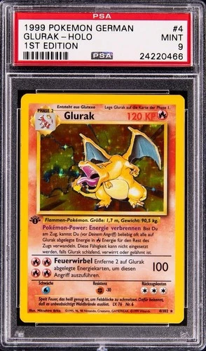 1999 Pokemon Charizard 1st Edition German Glurak 004/102 Holo Psa 9 Mint