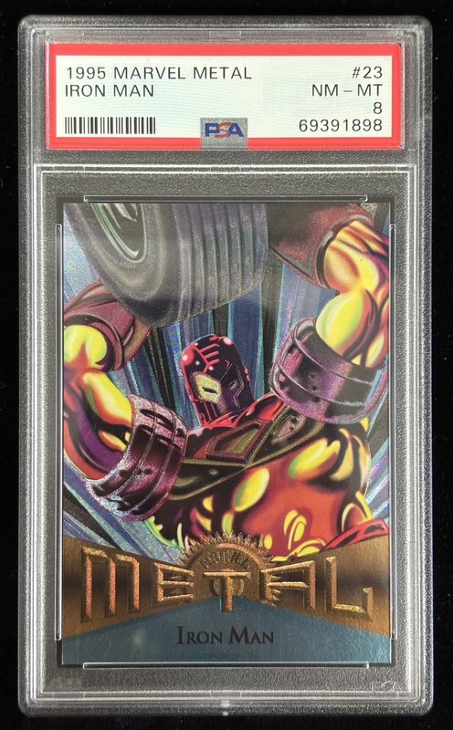1995 Fleer Marvel Metal Iron Man #23 Dufex PSA 8 