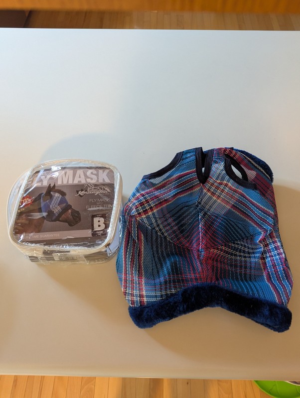Kensington Mini Fly Mask Size B Cotton Candy Plaid New