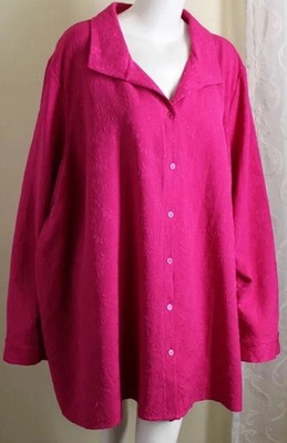 Catherine's 4X Beautiful Pink Woven Floral Jacquard Art-to-Wear Shirt Top Tunic