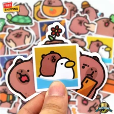 100pcs Cute Capybara Stickers Waterproof Cartoon PVC Decals for Laptop