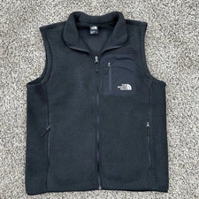 The North Face Mens Sherpa Fleece Vest Black Sz Large Full Zip Sleeveless Jacket