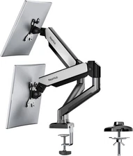 Dual Monitor Desk Mount for 13-32" Computer up to 32", Silver 