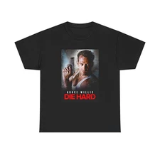 Die Hard Movie Poster Tshirt Vintage Graphic Bruce Willis Unisex Heavy Tee