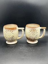 Frankoma Pottery Desert Gold Sun Valley Idaho Mugs C7 Limited Edition Rare 2PC
