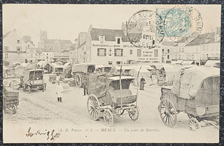 FRANCE FRANCIA CARTE POSTALE DE MEAUX UN JOUR DE MARCHE 1904.