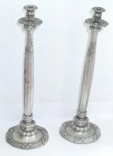 LARGE Candlesticks Pair 24" Tall Church Altar Candle Holders Vintage Silverplate