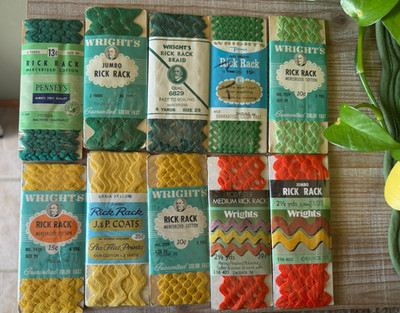Rick Rack Trim Lot 10 Vintage Wright's Penney's Coats Assorted Colors NOS
