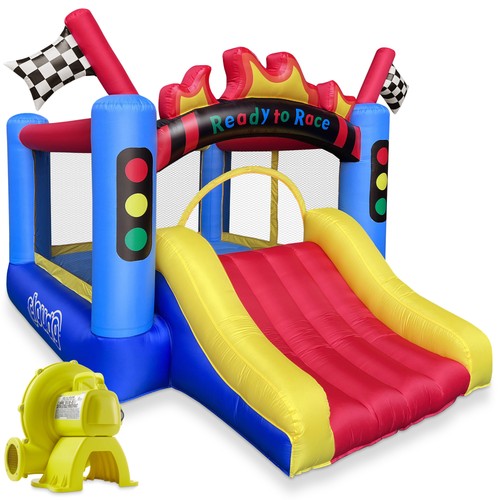 Race Track Bounce House with Slide and Blower, Inflatable Bouncer for Kids - Picture 1 of 7