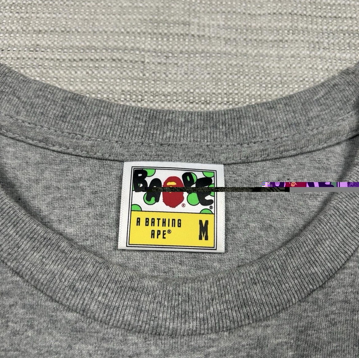 RARE BAPE Tokyo College Logo Tee Gray Ape Head T Shirt A Bathing
