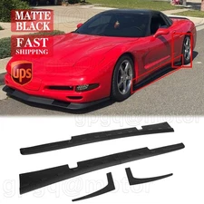 For Chevy Corvette C5 1997-2004 Matte Black Side Skirt Extension Kit W/ Mud Flap