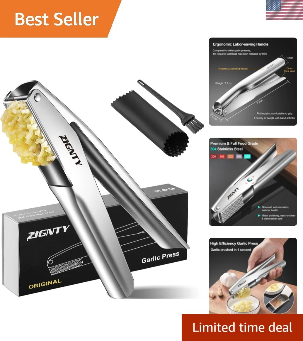 Garlic Press Stainless Steel， Garlic Mincer Tool，No Need to Peel Garlic Ginge...
Opens in a new wind