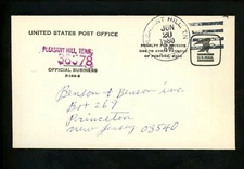 US Postal History Official Business Post Office Free Frank 1980 Pleasant Hill TN
