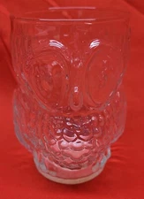 Vintage Retro 70's Clear Glass 3D Owl Shaped Drinking Glass Rare HTF 