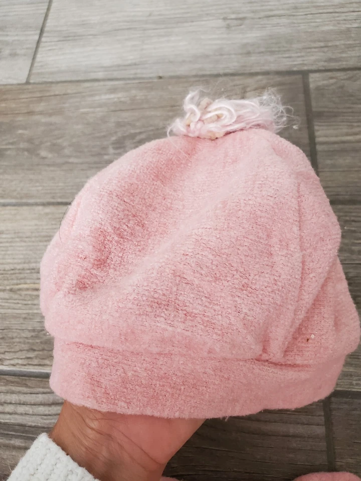 Vestido de chenille rosa Cachcach Y2K com boina combinando em 3T - Imagem 4 de 4