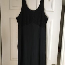 Vintage VELROSE Black Nylon Full Lace Bodice Full Slip Size 38 USA