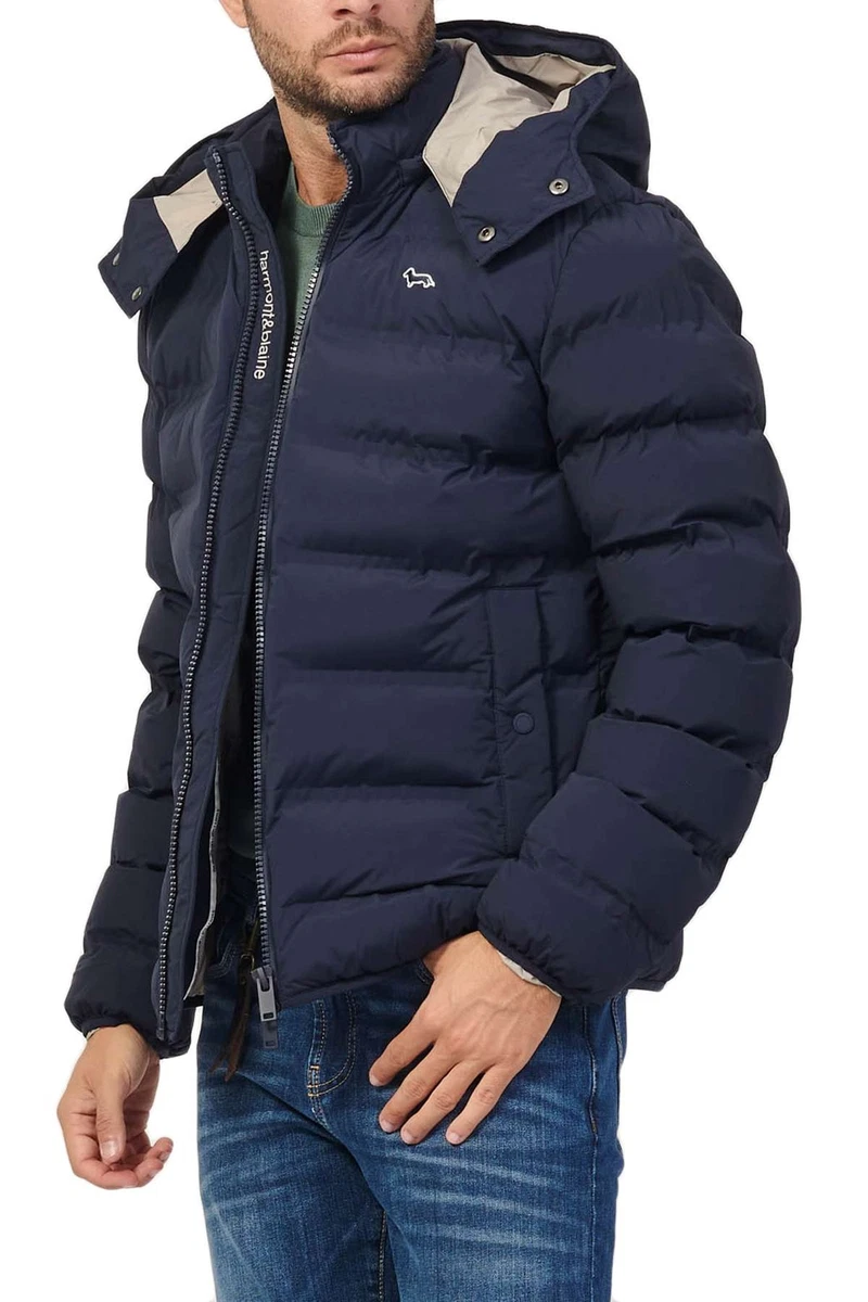 HARMONT BLAINE Hombre Chaqueta Bomber Acolchado Azul K0K208 2