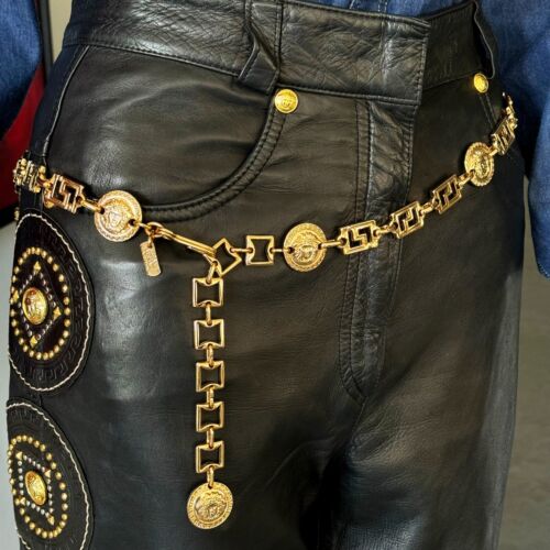 GIANNI VERSACE gold tone chain belt Greek key & Medusa from 1992/93 size XXL - Picture 2 of 14