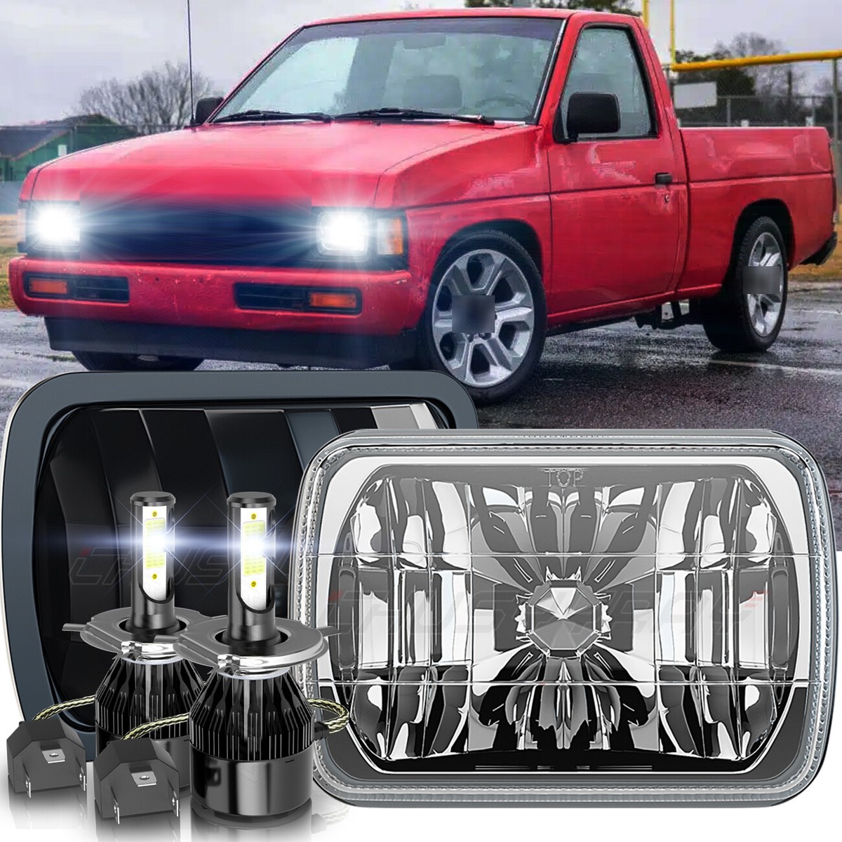 【HI FI FNK】Light Dyeing Top For 1995-97 Nissan Pickup Hardbody 2PCS LED Headlights Hi/Lo