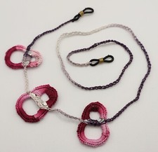 LACCETTO x OCCHIALI COLLANA COTONE SFUMATO OCCHIALI UNCINETTO viola rosa fucsia.