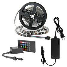 5M RGB LED Strip Tape Rope Light 5050 SMD with Power Adapter  Remote Controller