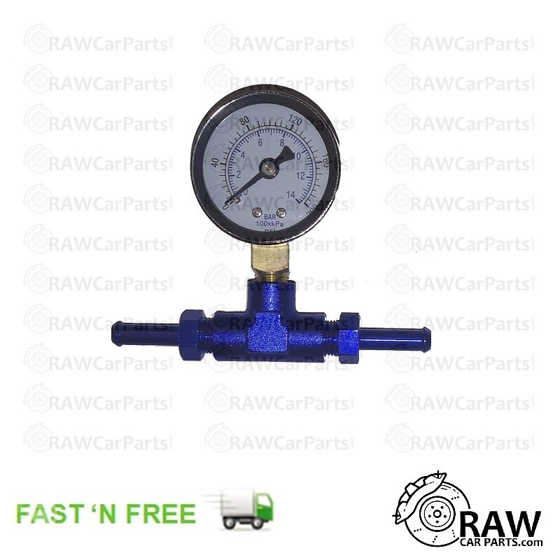 1/4" (6mm) AN4 In Line Fuel Pressure Gauge Test Kit 0 200PSI Low High