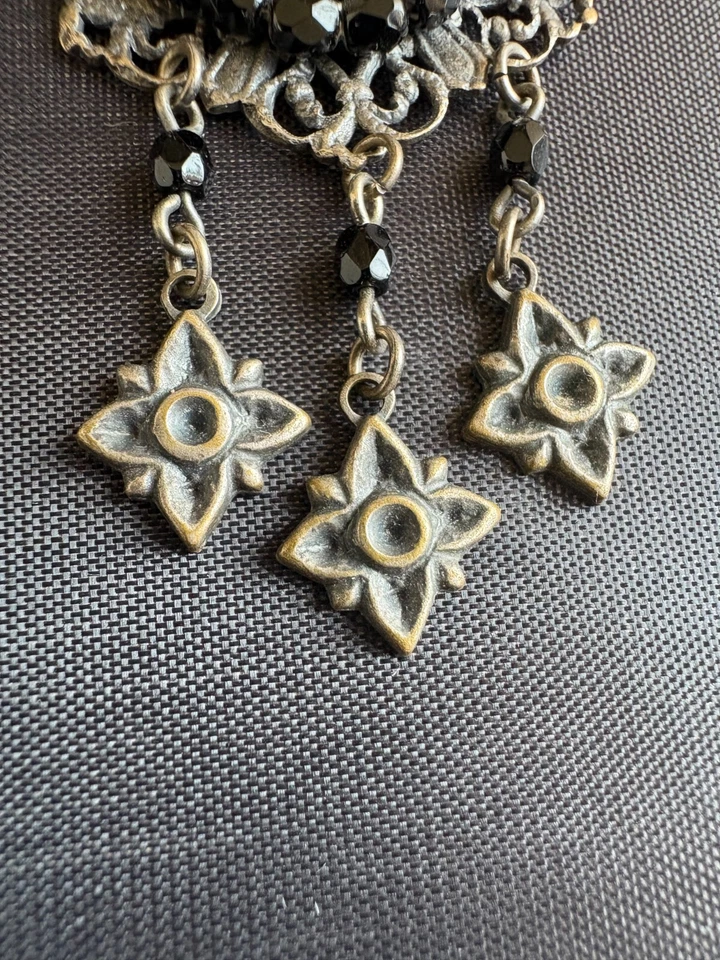 Pendientes colgantes vintage de cristal de bronce llamativos 2,75" Foto 4 de 4