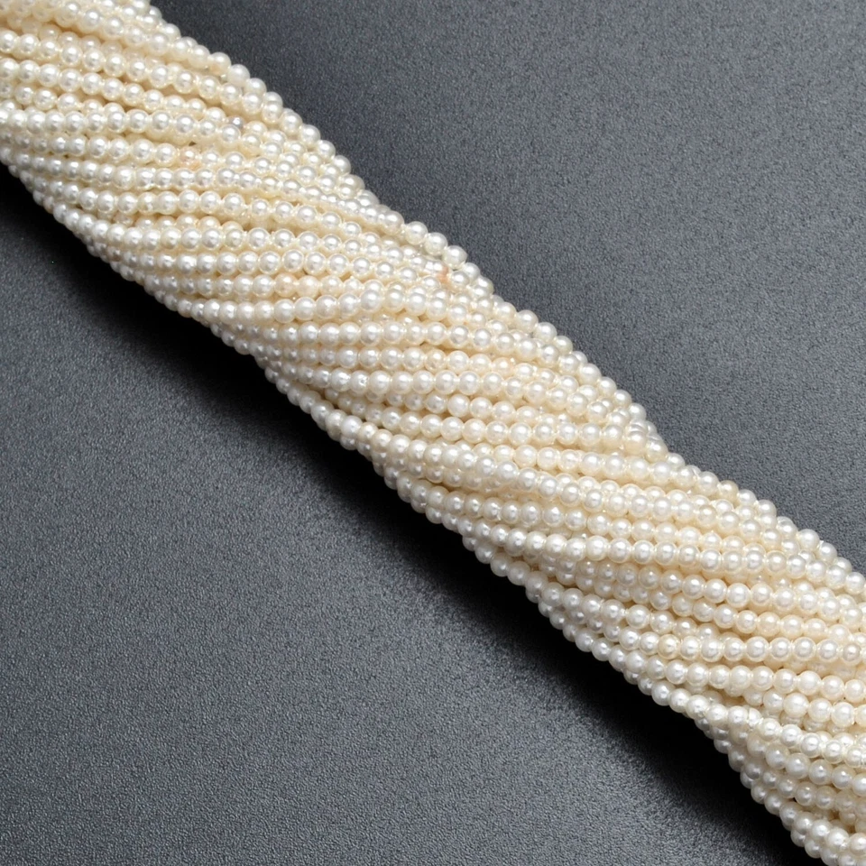 Cuentas de piedras preciosas redondas de perlas blancas de 16" pulgadas Foto 4 de 4